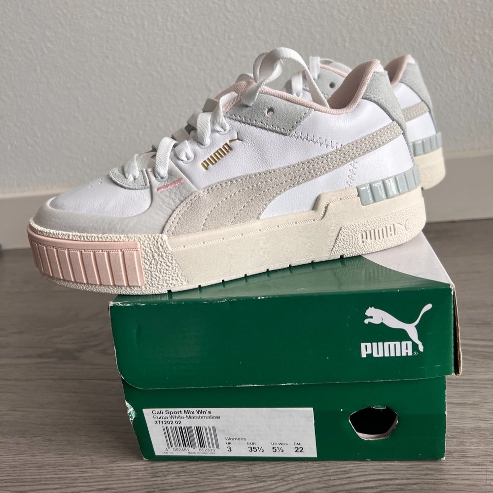 𝅺Puma Women's Cali Sport Mix Sneakers White Marshmallow Size US 5.5